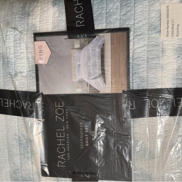 🎉LAST PIECE🎉RACHEL ZOE 3pc Striped Seersucker Quilt Set - Picture 4 of 5